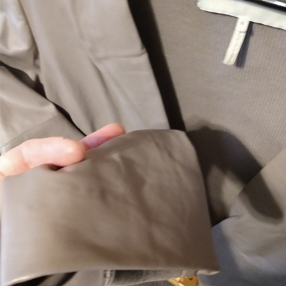 FALL!!HALSTON HERITAGE Sz 10 LEATHER BLAZER / JACKET, TAUPE. KNIT INSET - Picture 5 of 13